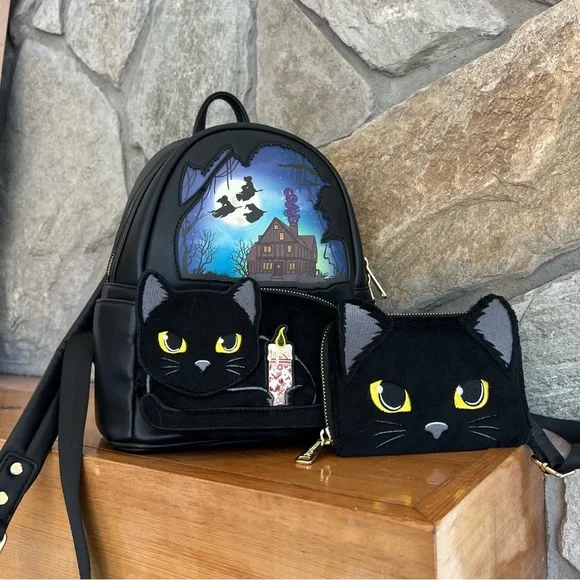 Loungefly Disney Hocus Pocus Binx Pocket Mini Backpack & Wallet Set - Picture 2 of 8